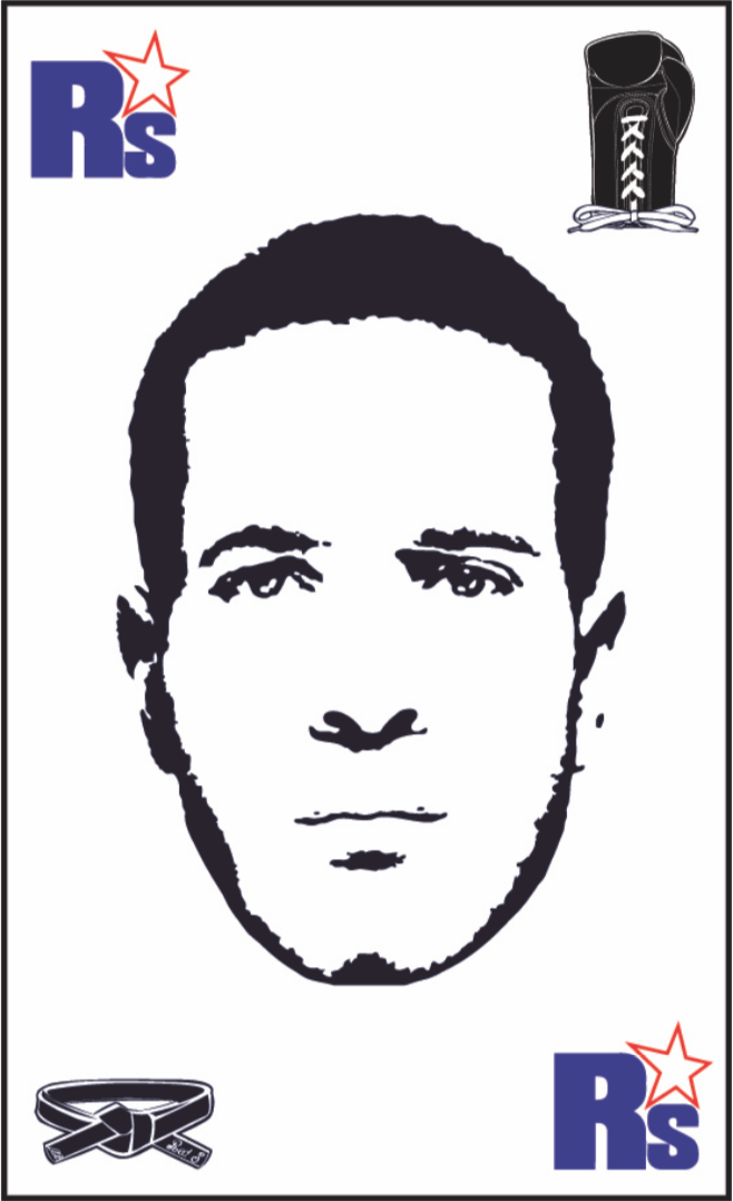 Carte à jouer RED'S TEAM - visage du fondateur, gant de boxe et ceinture noire d'arts martiaux